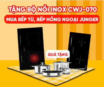 Tặng bộ nồi inox CWJ-070 khi mua bếp từ, bếp hồng ngoại Junger Tặng bộ nồi inox CWJ-070 khi mua bếp từ, bếp hồng ngoại Junger