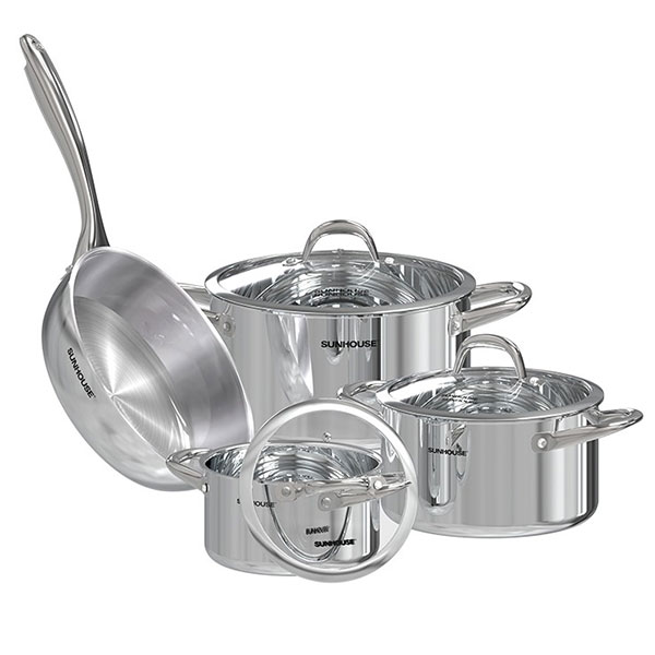 Bộ nồi chảo inox 304 Sunhouse SHG808