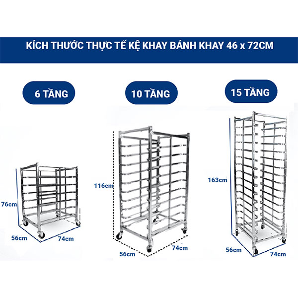Kệ khay bánh, kệ inox để khay, xe hong bánh BR (khay 46cm x 72cm)