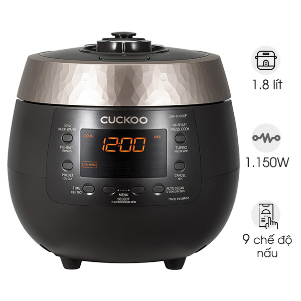 Nồi cơm điện tử áp suất Cuckoo 1.8 lít CRP-R1000F/BKGBCRVNCV