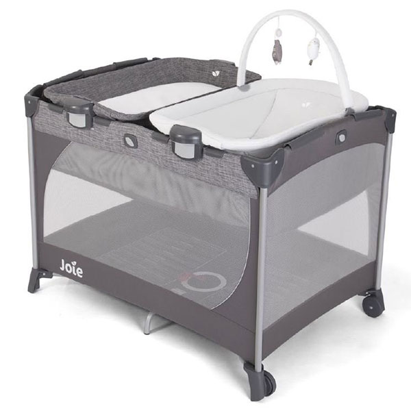 Giường cũi trẻ em Joie Commuter Change Snooze Linen grey