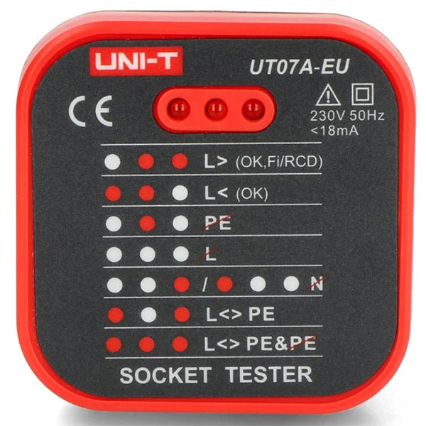 Thiết bị kiểm tra ổ cắm điện UNI-T UT07B-EU (230V, < 18mA)