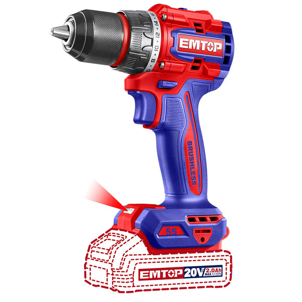 Thân máy khoan pin Emtop ECDL205581 (20V - 13mm)