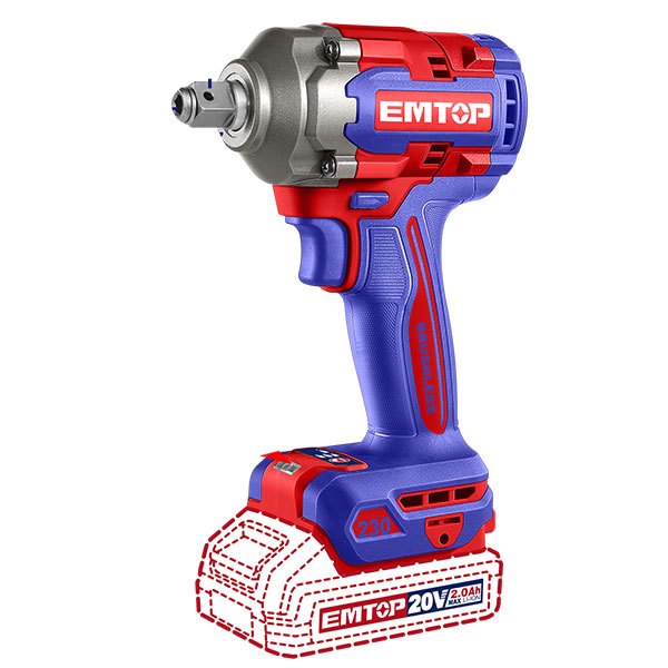 Bộ máy siết bu lông và siết vít Emtop ECIWL20236 (2 pin 2AH, sạc)