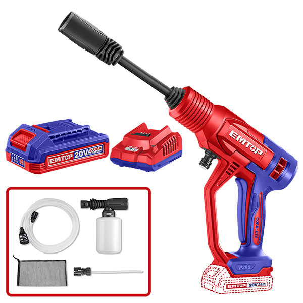 Máy rửa xe dùng pin 20V Emtop ELPW20362 (1 pin 2AH, sạc)