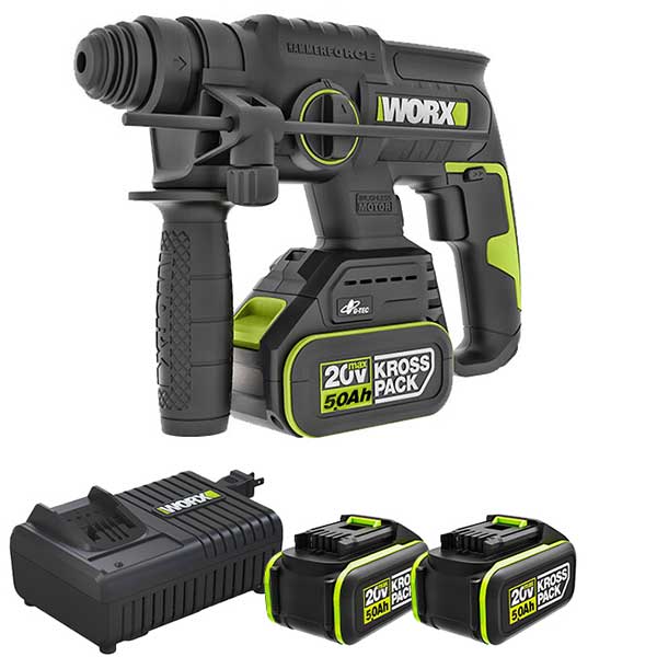 Máy khoan búa dùng pin 20V Worx WU387.1 (2 pin 5.0Ah, sạc)