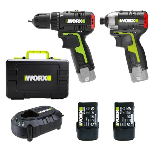 Combo máy khoan và máy vặn vít dùng pin 12V Worx WU920X (2 pin 2.0Ah, 1 sạc)