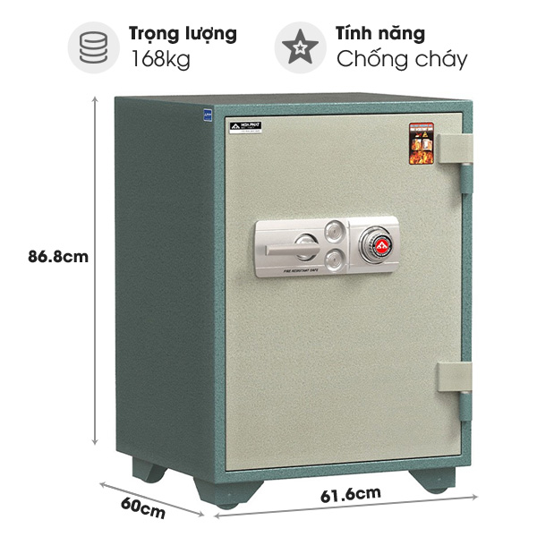 Két sắt chống cháy Hòa Phát KS168K2C1 (khóa chìa và khóa mã)