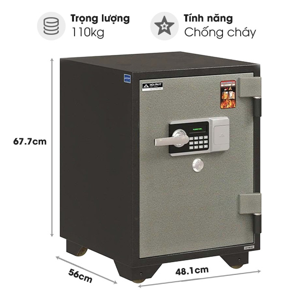 Két sắt chống cháy Hòa Phát KS110K1DT (khóa chìa và khóa điện tử)