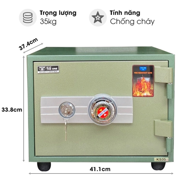 Két sắt chống cháy Hòa Phát KS35N (khóa chìa và khóa mã)