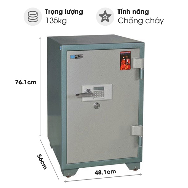 Két sắt chống cháy Hòa Phát KS135K1DT (khóa chìa và khóa điện tử)