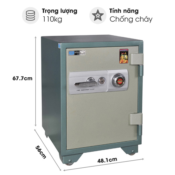 Két sắt chống cháy Hòa Phát KS110K1C1 (khóa chìa và khóa mã)