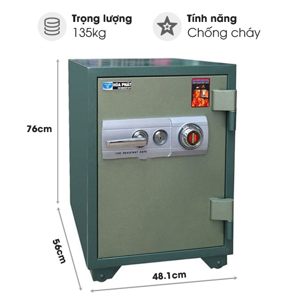 Két sắt chống cháy Hòa Phát KS135K1C1 (khóa chìa và khóa mã)