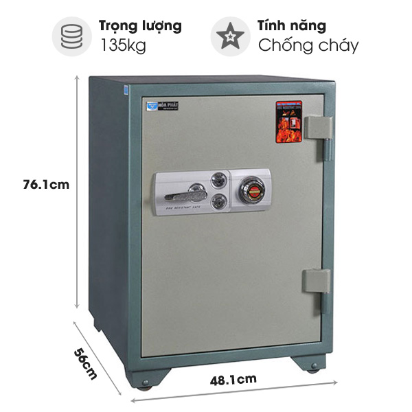 Két sắt chống cháy Hòa Phát KS135K2C1 (khóa chìa và khóa mã)