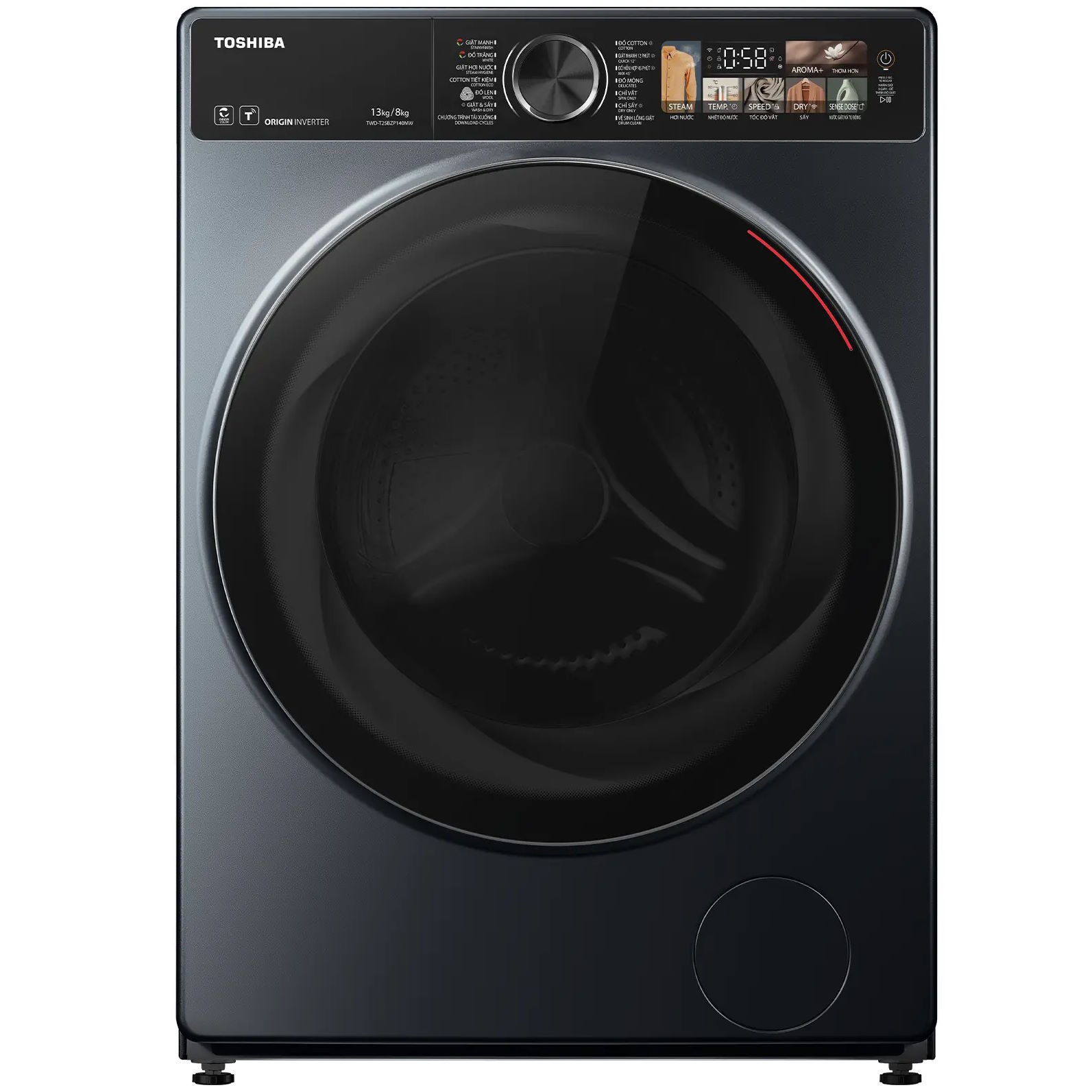 Máy giặt sấy Toshiba Inverter TWD-T25BZP140MWV(MG) (giặt 13kg, sấy 8kg)
