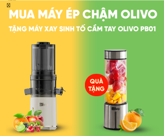 Tặng máy xay sinh tố cầm tay Olivo PB01 khi mua máy ép chậm Olivo