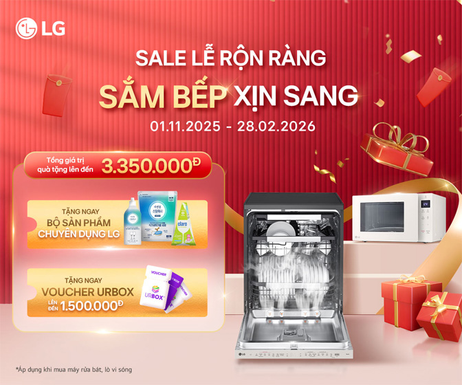 Mua máy rửa bát Lg tặng thẻ quà điện tử Urbox và bộ chất tẩy rửa