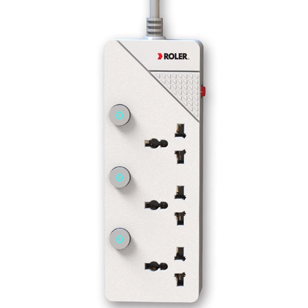 Ổ cắm điện 3 lỗ cắm Roler RES-1001.3 (Màu trắng)