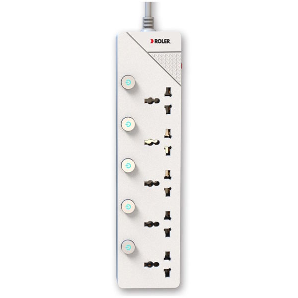 Ổ cắm điện 5 lỗ cắm Roler RES-1002.5 (Màu trắng)