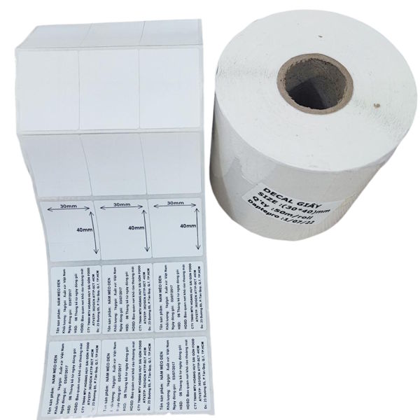 Decal giấy (30mm x 40mm) x 50m 3 tem