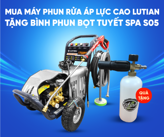 Tặng bình phun bọt tuyết SPA S05 và bột rửa xe không chạm Kocu PD500G khi mua máy rửa xe Lutian