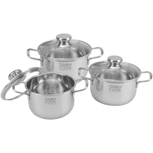 Bộ 3 nồi inox nắp kính Green Cook GCS232-T1