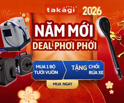 Tặng bàn chải rửa xe Takagi G272 khi mua bộ vòi tưới nước Takagi