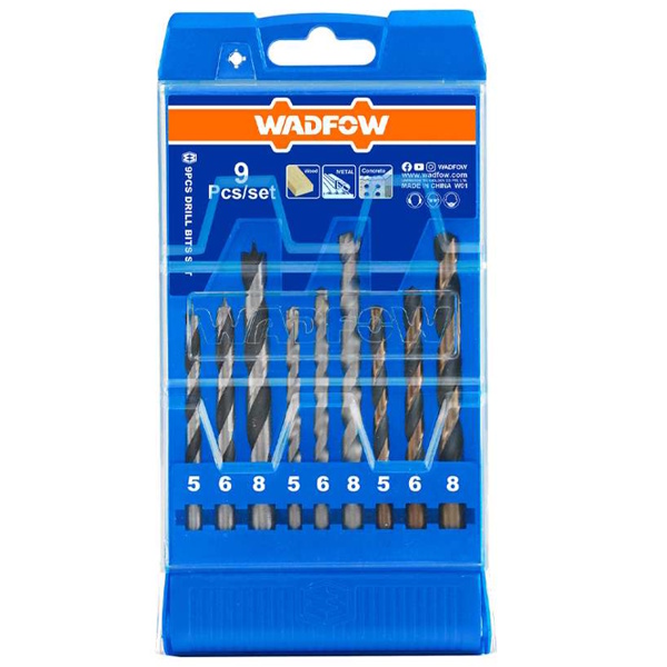 Bộ 9 mũi khoan gỗ, xoắn ốc, bê tông Wadfow WTD6B01