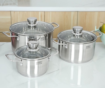 Bộ 3 nồi inox nắp kính Green Cook GCS232-T1 
