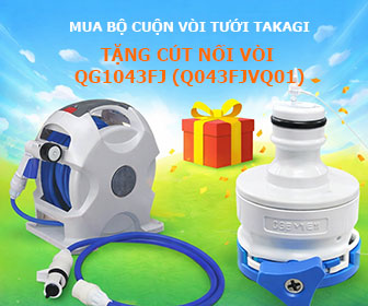 Tặng cút nối vòi nước QG1043FJ (Q043FJVQ01) khi mua bộ cuộn vòi tưới Takagi