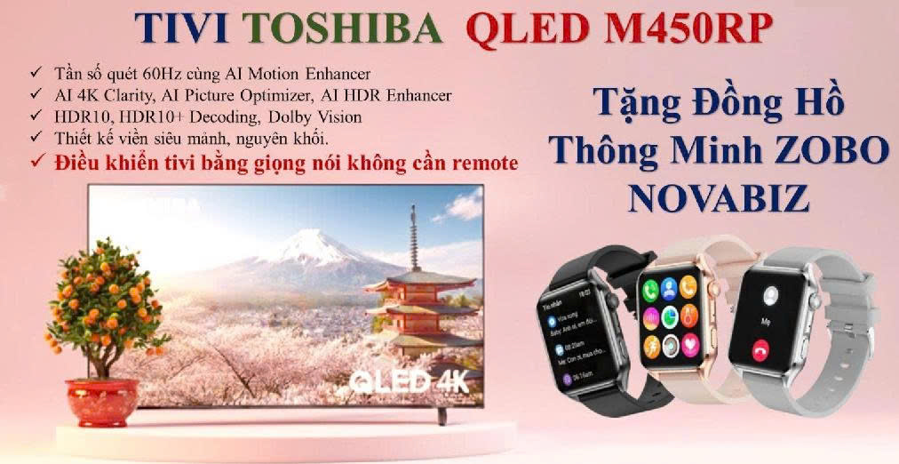 Tặng đồng hồ thông minh Zobo NovaBiz khi mua tivi Toshiba