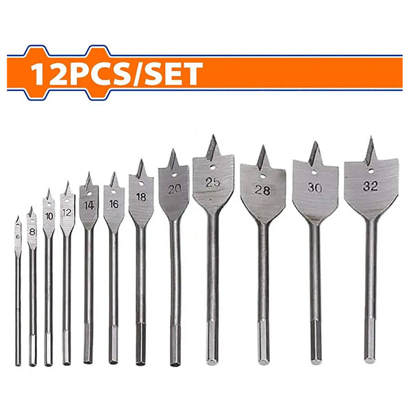 Bộ 12 mũi khoan gỗ đuôi dẹp Wadfow WWF6512