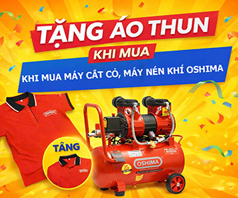 Tặng áo thun khi mua máy nén khí, máy cắt cỏ chạy xăng Oshima