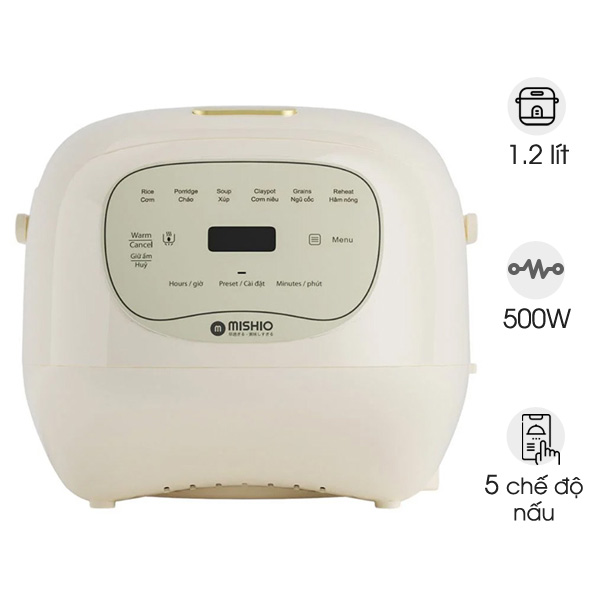 Nồi cơm điện lòng sứ dưỡng sinh 1.2 lít Mishio MK381