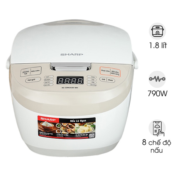 Nồi cơm điện tử Sharp 1.8 lít KS-COM191EV-WH