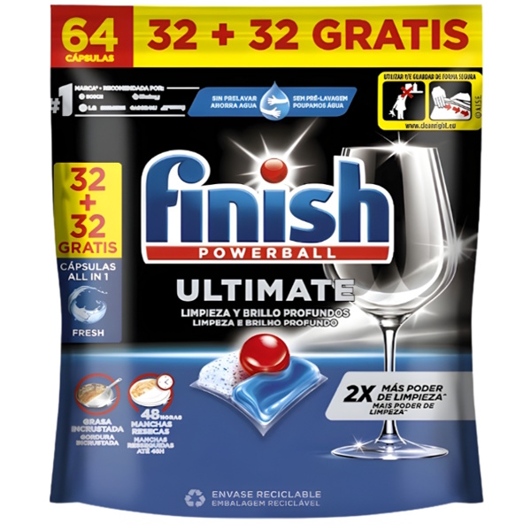 Viên rửa bát Finish Ultimate 32 + 32 viên (64 viên)