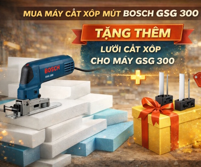 Tặng thêm lưỡi cắt xốp khi mua máy cắt xốp mút Bosch GSG 300