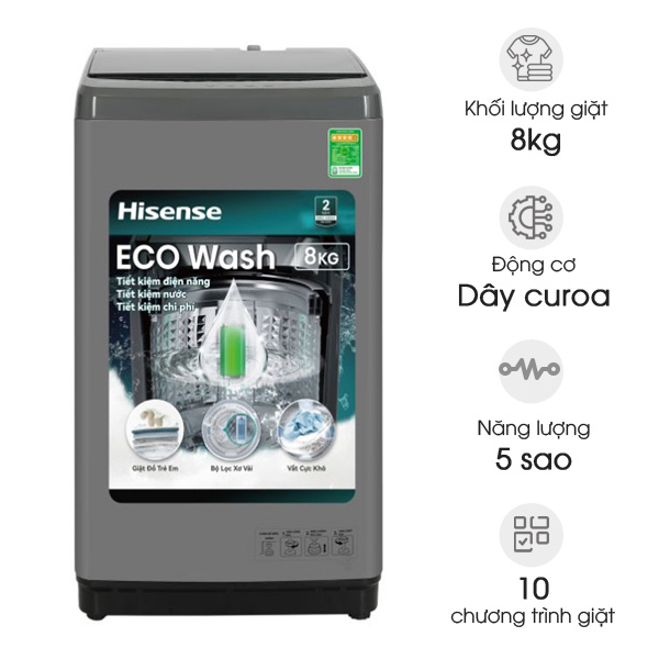 Máy giặt Hisense 8kg WTZQ8012UT