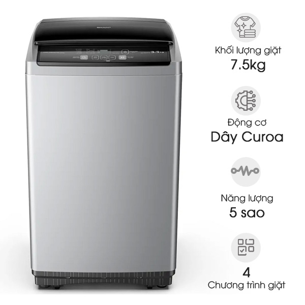 Máy giặt Sharp 7.5kg ES-Y75HV-S