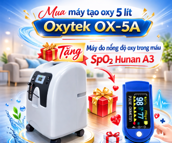 Tặng máy đo nồng độ oxy trong máu Hunan A3 khi mua máy tạo oxy Oxytek