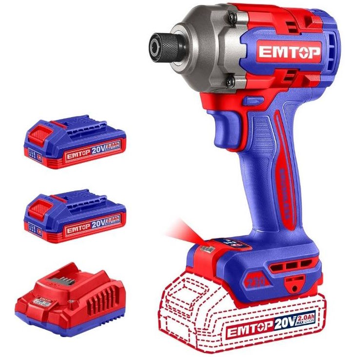 Bộ máy siết dùng pin 20V Emtop ECIRL2023 (2 pin 2AH ,sạc)