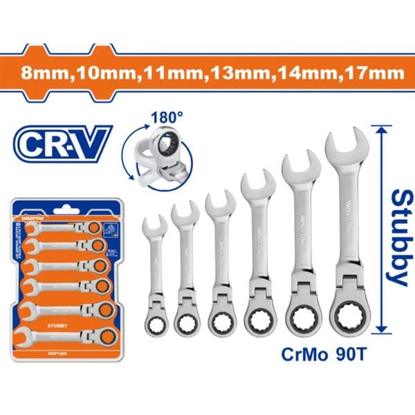 Bộ 6 cờ lê vòng miệng tự động lắc léo Wadfow WSP7406