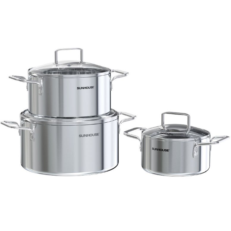 Bộ nồi inox 304 liền đáy Sunhouse Healthy SHG705