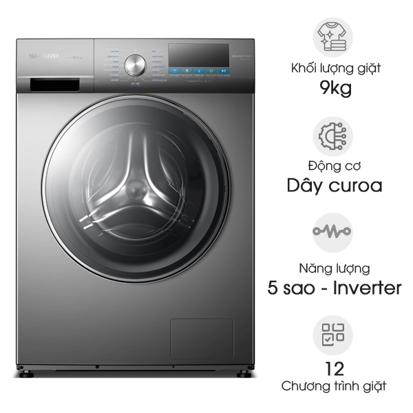 Máy giặt Sharp Inverter 9kg ES-FM90CB-DG