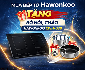 Tặng bộ nồi, chảo Hawonkoo CWH-030 khi mua bếp từ Hawonkoo